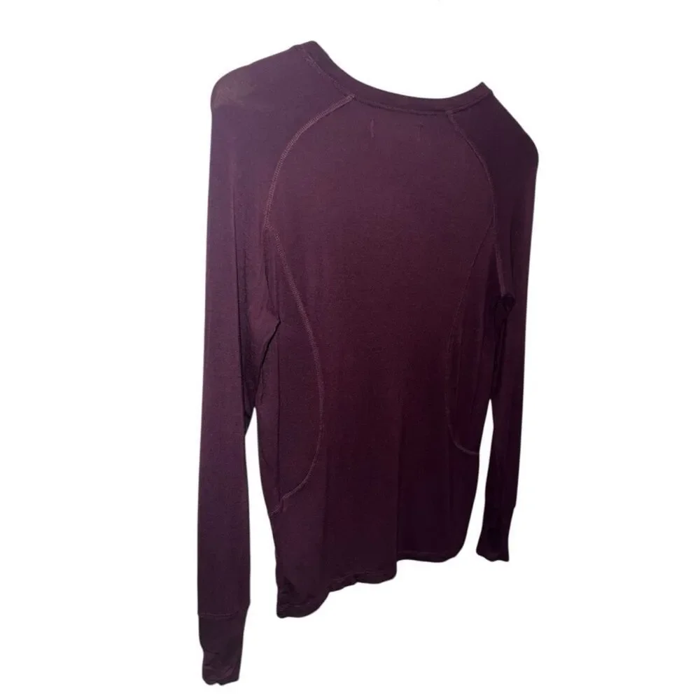 Burn Boot Camp Maroon Long Sleeve Athletic Top Size Small Thumbholes Size Small